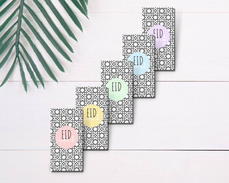 These beautiful Eidi envelopes printable are perfect for giving out Eidi to family members or kids! 5 lovely colors includes. Print as many copies as you like on printer paper or card stock. Simply print, cut and glue.