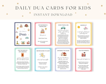 Tarjetas Dua para niños, Imprimibles para niños islámicos, Duas para niños, Libro Dua para niños, Tarjetas de oración, Tarjetas didácticas Dua, Duas PDF, Duas diarias para niños