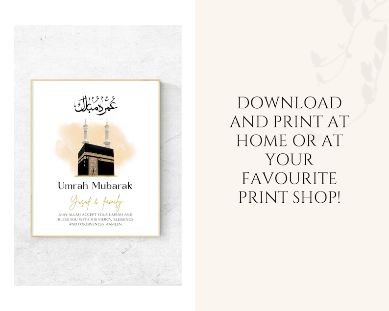This beautiful Personalised Umrah Mubarak print makes the perfect gift for the completion of Umrah. Perfect to gift Muslim family and friends.