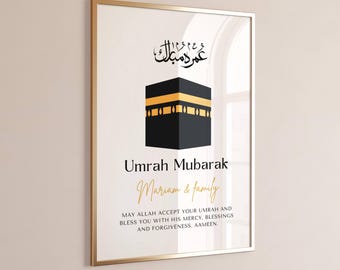 Personalised Umrah Gift, Umrah Mubarak Gift, Umrah Mubarak PDF, Umrah Keepsake, Gifts for Umrah, Umrah Wall Art, Umrah Poster Printable
