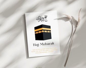 Hajj Mubarak Card Printable, Hajj Mubarak Card, Hajj Mubarak, Hajj Mubarak Gift, Printable Hajj Card, Islamic Greeting Card, Hajj Mabrook