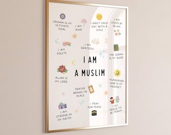 Islamic Affirmations Wall Art, Wall Art Printable, Muslim Affirmations, Islamic Kids Wall Art, Muslim Kids, Islamic Poster, Muslim Kids Gift