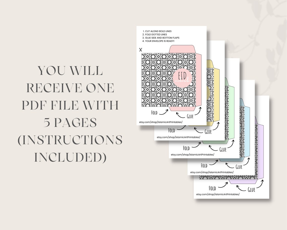 Eid Envelopes Printable Eidi Envelopes Eid Money Envelopes Etsy