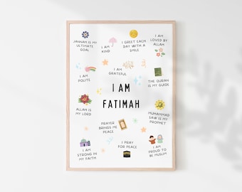 Personalised Islamic Wall Art, Islamic Affirmations Wall Art, Muslim Affirmations, Islamic Kids Wall Art, Muslim Kids, Islamic Kids Decor
