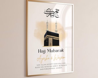 Personalised Hajj Mubarak Print, Hajj Mubarak Gift, Hajj Mubarak PDF, Hajj Keepsake, Gifts for Hajj, Hajj Frame, Hajj Poster Print