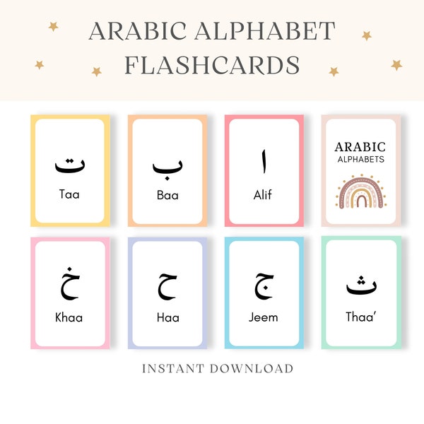 Arabic Alphabet Flashcards, Arabic Alphabet, Arabic Flashcards, Printable Flashcards, Arabic Letters, Kids Islamic Resource, Arabic Learning