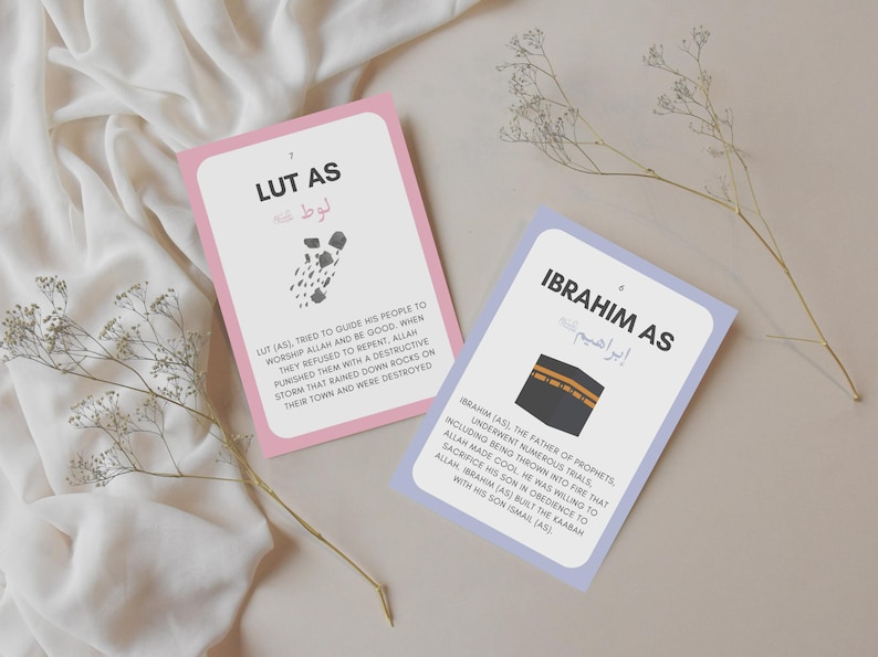 Make learning about the Prophets engaging with these Islamic Prophets Flashcards! These flashcards are a valuable Islamic educational tool to help children memorize and recognize the names and stories of the Prophets mentioned in the Quran.
