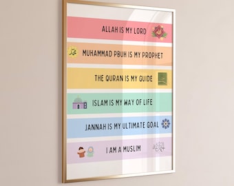 Islamic Kids Wall Art, I am a Muslim Wall Art, Kids Wall Art Printable, Islamic Wall Art, Muslim Kids, Islamic Poster, Muslim Kids Gift