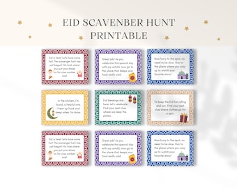 Eid Scavenger Hunt Printable, Indoor Treasure Hunt, Eid Gifts, Eid Games, Eid for Kids, Eid Activity, Eid Money, Eid printable, Eid Party