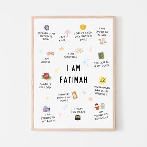 Personalised Islamic Wall Art, Islamic Affirmations Wall Art, Muslim Affirmations, Islamic Kids Wall Art, Muslim Kids, Islamic Kids Decor