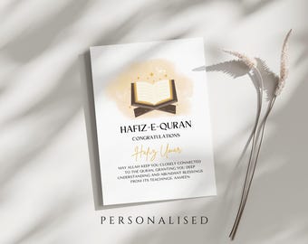 Personalised Quran Hifz Card, Hifdh Quran Card, Hifz completion, Quran Memorisation,  Hifz Completion Card, Custom Quran Completion Card