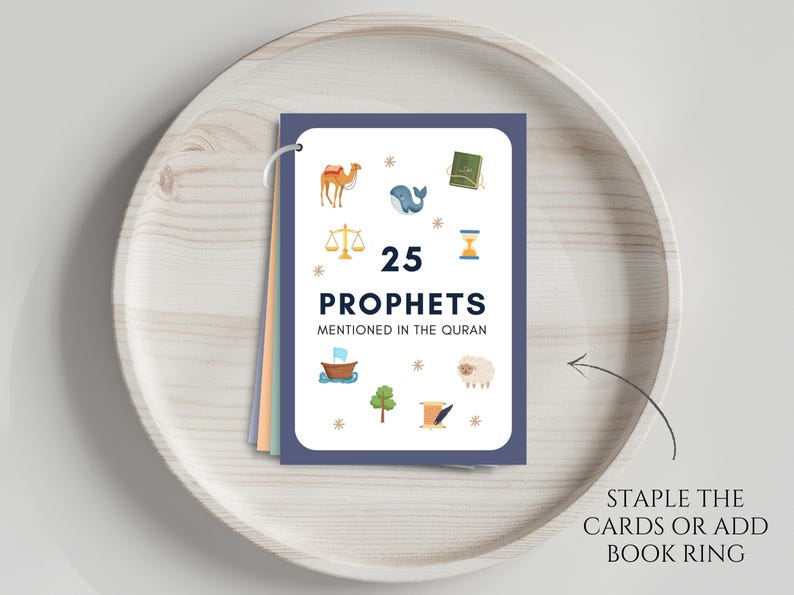 Make learning about the Prophets engaging with these Islamic Prophets Flashcards! These flashcards are a valuable Islamic educational tool to help children memorize and recognize the names and stories of the Prophets mentioned in the Quran.