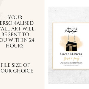 This beautiful Personalised Umrah Mubarak print makes the perfect gift for the completion of Umrah. Perfect to gift Muslim family and friends.