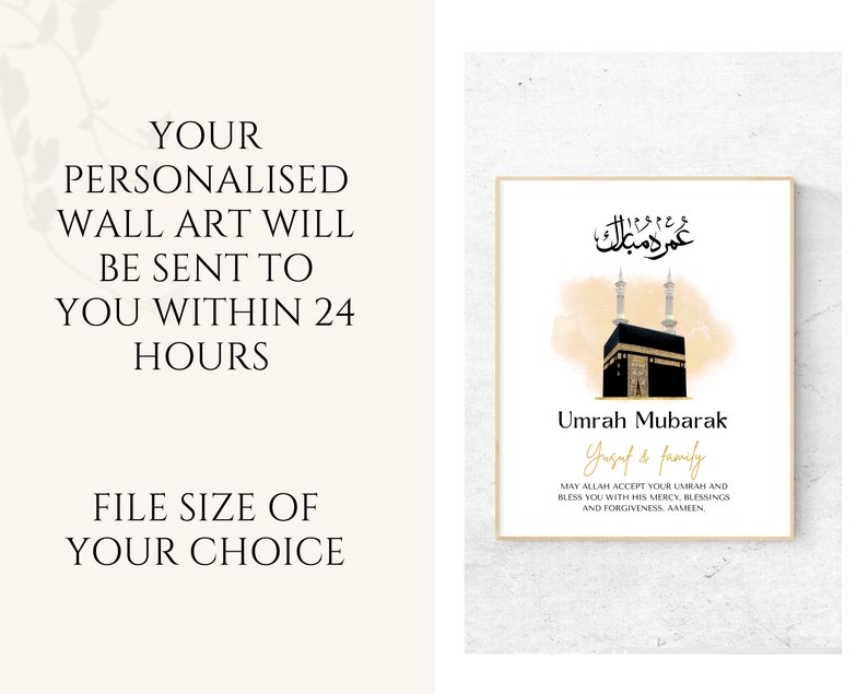 This beautiful Personalised Umrah Mubarak print makes the perfect gift for the completion of Umrah. Perfect to gift Muslim family and friends.