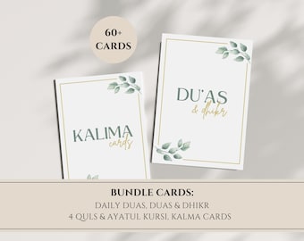 Islamic Flashcards Bundle, Islamic Duas, Dua cards, Dhikr Cards, Kalima Cards, Ayatul Kursi, 4 Qul Cards, Islamic Cards, Islamic Educational