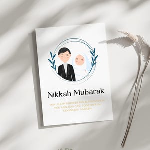 Nikkah Mubarak-kaart, Nikkah-wenskaart, islamitische trouwkaart, moslim trouwkaart, Nikkah Mubarak, Nikkah-kaart, islamitische trouwkaart