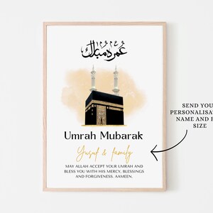 This beautiful Personalised Umrah Mubarak print makes the perfect gift for the completion of Umrah. Perfect to gift Muslim family and friends.