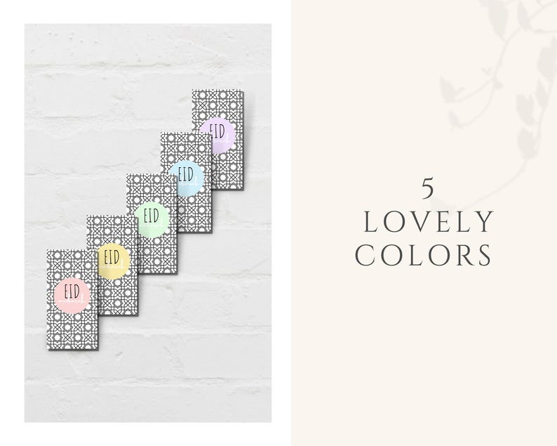 These beautiful Eidi envelopes printable are perfect for giving out Eidi to family members or kids! 5 lovely colors includes. Print as many copies as you like on printer paper or card stock. Simply print, cut and glue.