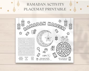 Ramadan Placemat Printable, Ramadan Activity Placemat, Ramadan Decorations, Ramadan Placemat, Kids Iftar Placemat, Ramadan Kids Activity