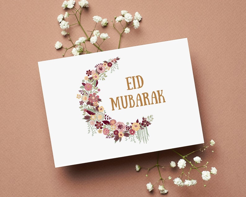 Eid Mubarak Card Printable Eid Card Digital Eid Greeting Etsy