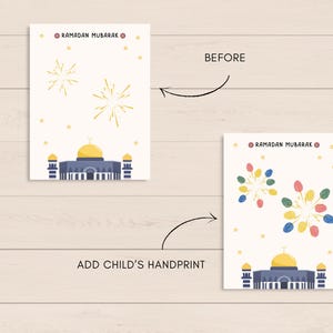 This fun and cute Ramadan handprint pack is a great activity and keepsake for little kids. Perfect for toddler, preschool, nursery or baby. Can be used at home/ classroom.