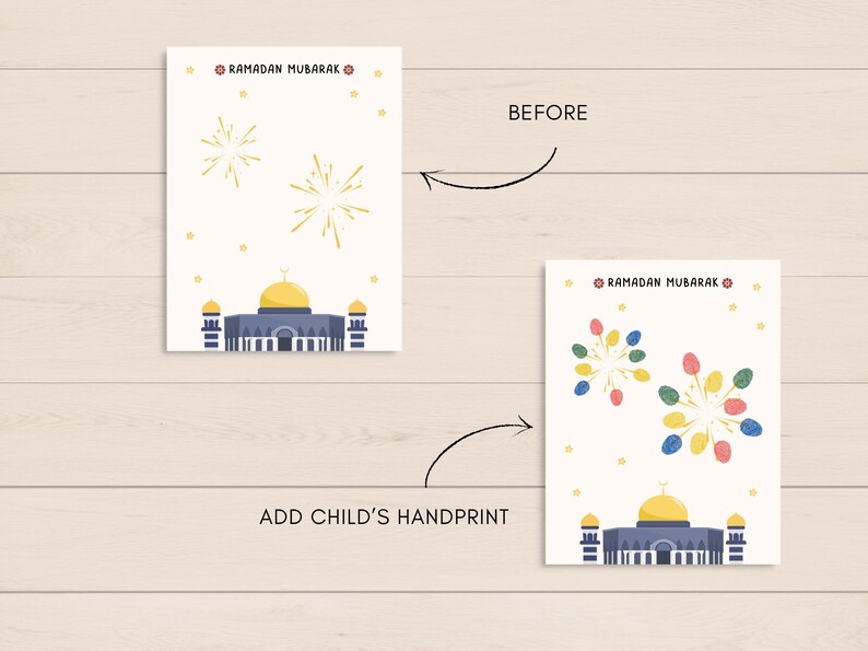 This fun and cute Ramadan handprint pack is a great activity and keepsake for little kids. Perfect for toddler, preschool, nursery or baby. Can be used at home/ classroom.