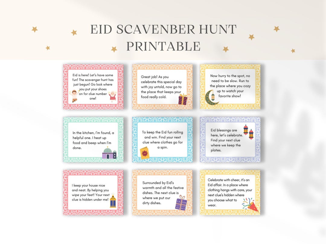 Eid Scavenger Hunt Printable, Eid Activity, Eid Games, Indoor Treasure ...