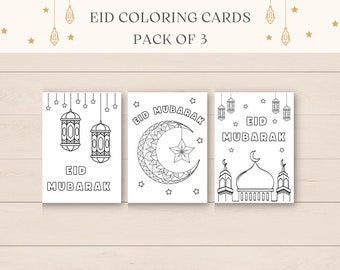 Eid Coloring Cards, DIY Eid Cards, Eid Card Printable, Eid Mubarak Card, Ramadan Activity, Eid Kids Activities, Eid Al Fitr, Eid Al Adha