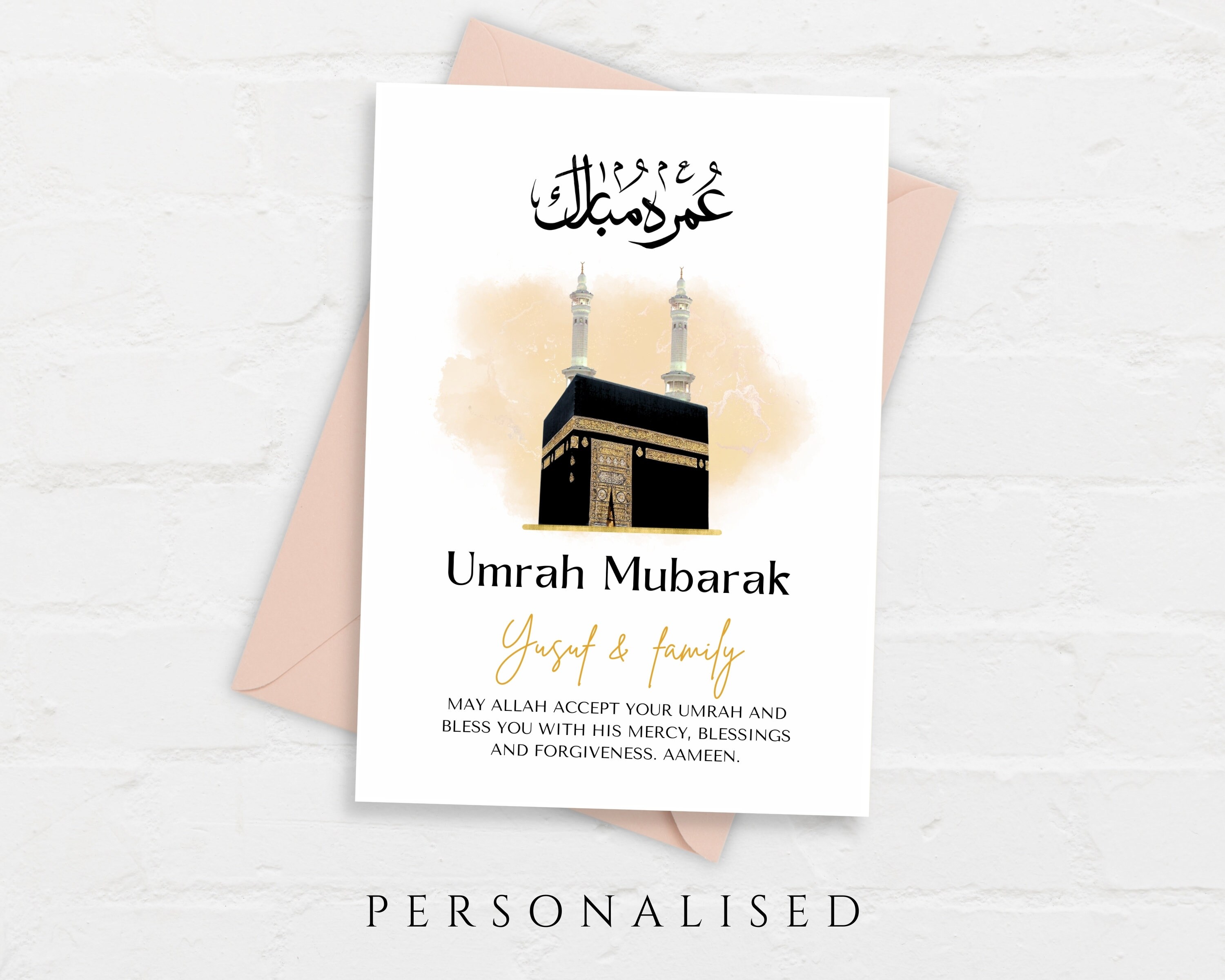 Umrah Mubarak Personalised Card Umrah Mubarak Card Umrah Card 