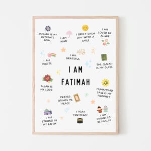 This Custom Islamic Affirmations for Kids printable Islamic  wall art is a wonderful addition to any muslim childs bedroom or playroom.