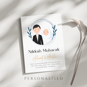 Cartão Nikkah Mubarak personalizado, Cartão de felicitações Nikkah, Cartão de casamento islâmico, Cartão Nikkah Mubarak personalizado, Nikkah Mubarak, Cartão Nikkah