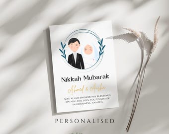 Personalised Nikkah Mubarak Card, Nikkah Greeting Card, Islamic Wedding Card, Custom Nikkah Mubarak Card, Nikkah Mubarak, Nikkah Card