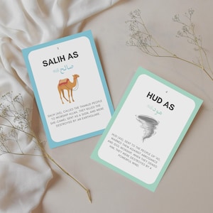 Make learning about the Prophets engaging with these Islamic Prophets Flashcards! These flashcards are a valuable Islamic educational tool to help children memorize and recognize the names and stories of the Prophets mentioned in the Quran.