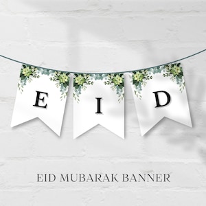 Eid Banner Printable,  Eid Mubarak Banner, Eid Decoration, Eid Printables, Eid Bunting, Eid Decor Printable, Eid Party Printable, Happy Eid