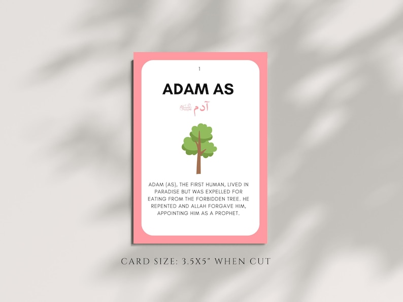 Make learning about the Prophets engaging with these Islamic Prophets Flashcards! These flashcards are a valuable Islamic educational tool to help children memorize and recognize the names and stories of the Prophets mentioned in the Quran.