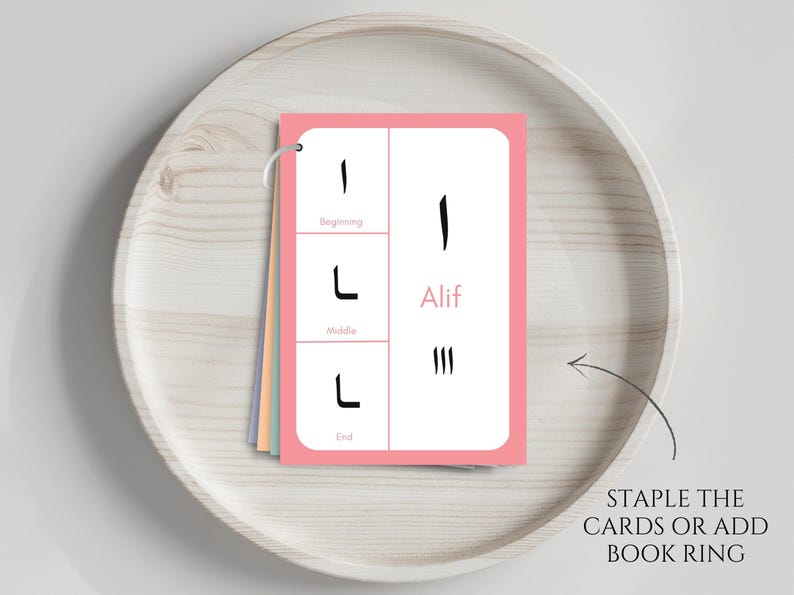 These printable Arabic Alphabet Flashcards are perfect for beginners and children to learn arabic letters and their position.