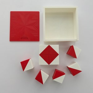 Kohs cubes. Option with box. 9 red and white plastic cubes. For psychology professionals. WAIS WISC Wechsler Tests