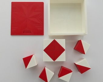 Kohs cubes. Option with box. 9 red and white plastic cubes. For psychology professionals. WAIS WISC Wechsler Tests