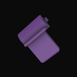 May include: A purple plastic corner piece for a shelf or other furniture.