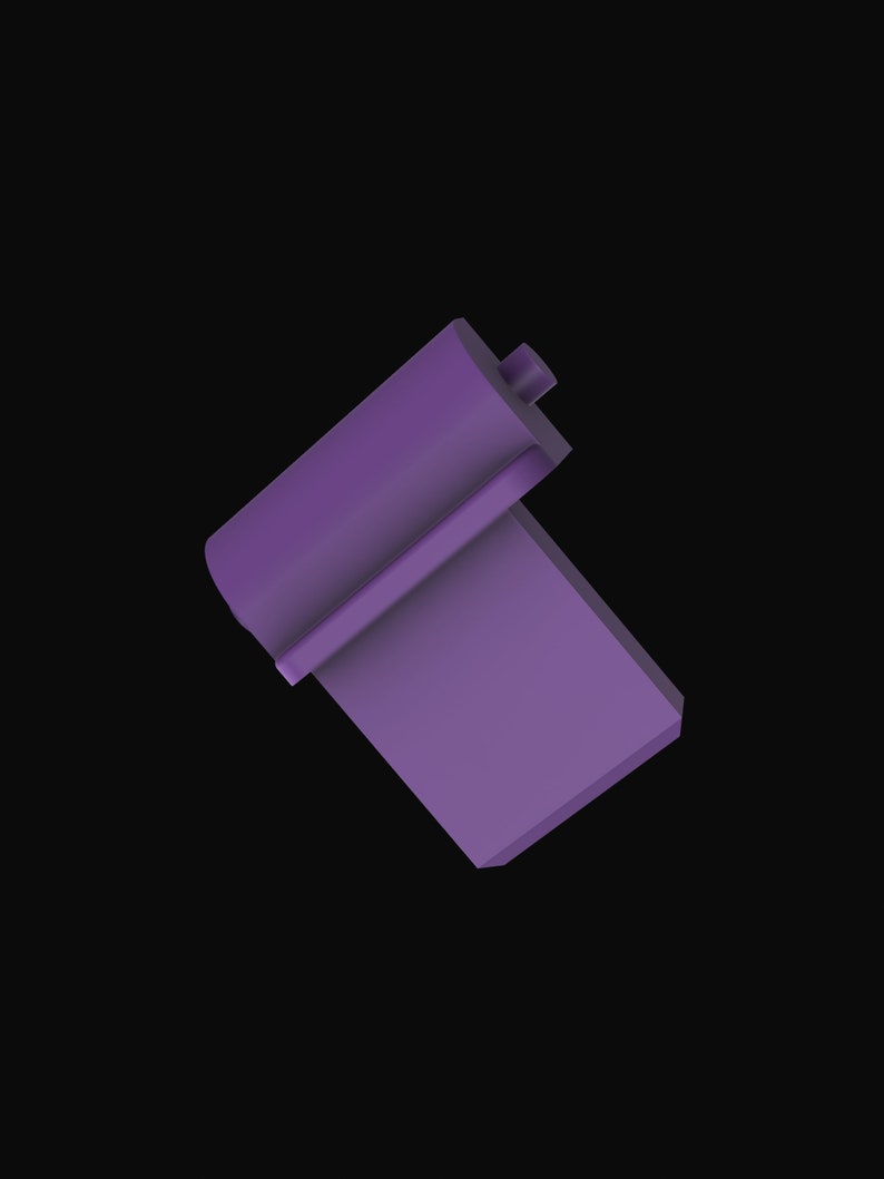 May include: A purple plastic corner piece for a shelf or other furniture.