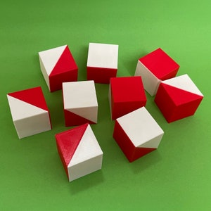 Kohs cubes with matching BOX option. 9 red and white plastic cubes. For psychology professionals. WAIS WISC Wechsler Tests