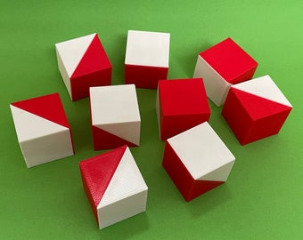 Cubes Kohs avec option BOX correspondante. 9 cubes en plastique rouges et blancs. Pour les professionnels de la psychologie. WAIS WISC Tests de Wechsler