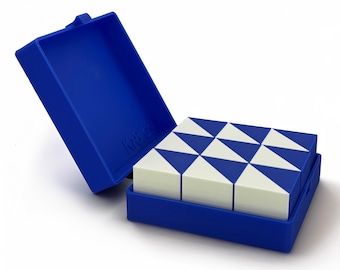 Kohs Cubes. 9 blue and white plastic cubes. For psychology professionals. WAIS, WISC, and Wechsler tests.