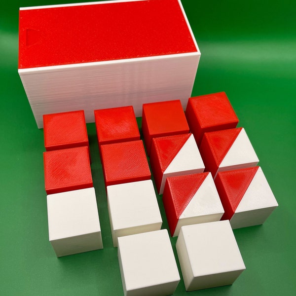 Cubes de Kohs. 14 blocs rouges et blancs. Ensemble de blocs Wechsler Kohs WAIS WISC WPPSI, hautes capacités, test d'intelligence. wisc v.