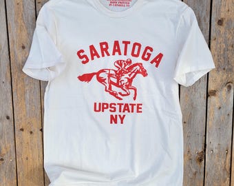 Saratoga New York T Shirt, Upstate NY Race Horse Graphic Tee