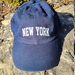 Screen Printed New York Hat, Navy Dad Style