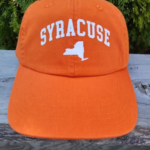 Syracuse New York Orange Cap, Hand Screen Printed Hat, Vintage Washed Cap