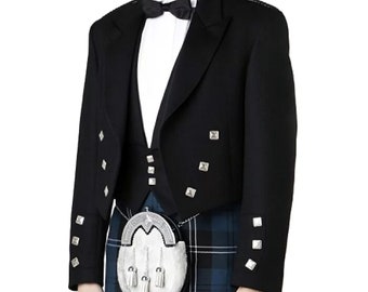 Handmade Scotish Prince Charlie Kilt Jacket with vest For Men | Wedding Jacket |