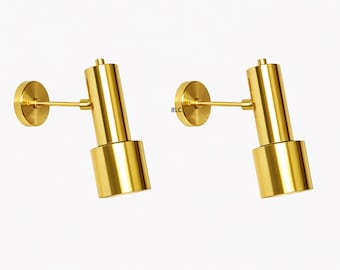 Modern Polished Brass Wall Sconce – Adjustable Cylindrical Accent Light