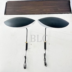 Pair of Curved shade 1950&#39;s Mid Century Italian Raw Brass Handmade Wall Sconce Diabolo Wall Sconce Lights Handcrafted Reading Lamp Sconce